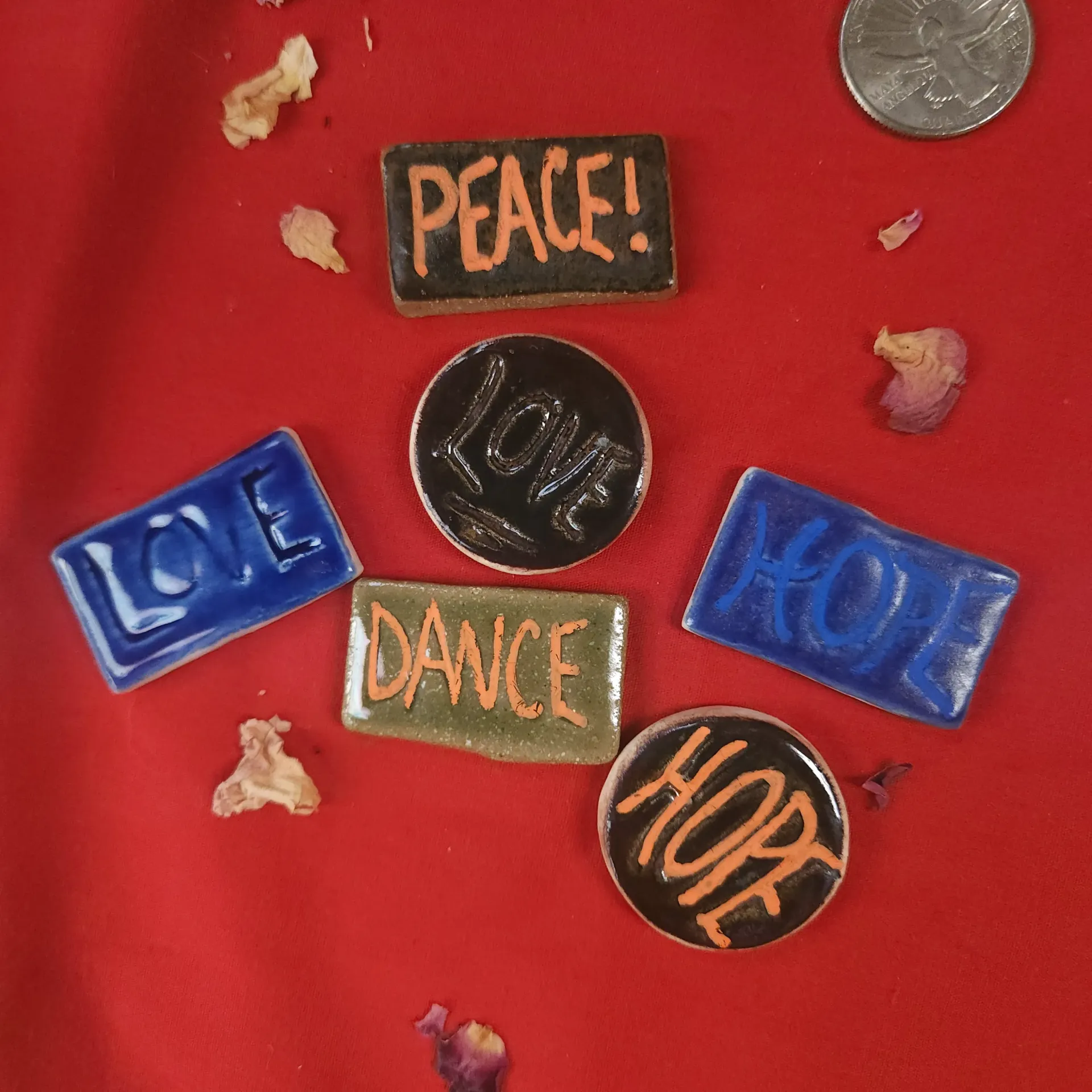 Handmade Ceramic Word Tiles | Assorted Intention Tokens